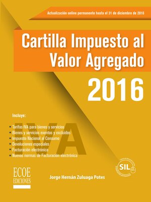 cover image of Cartilla impuesto al valor agregado 2016